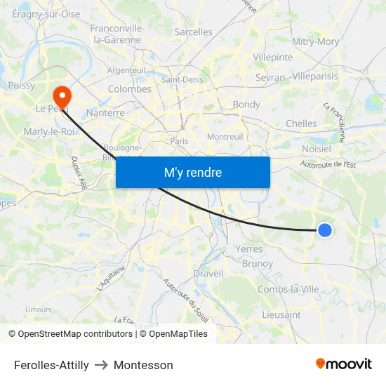 Ferolles-Attilly to Montesson map