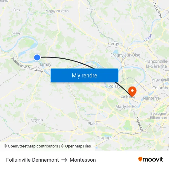 Follainville-Dennemont to Montesson map