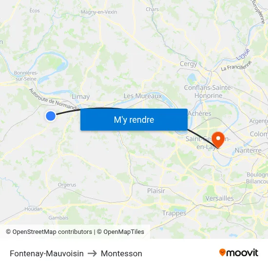 Fontenay-Mauvoisin to Montesson map