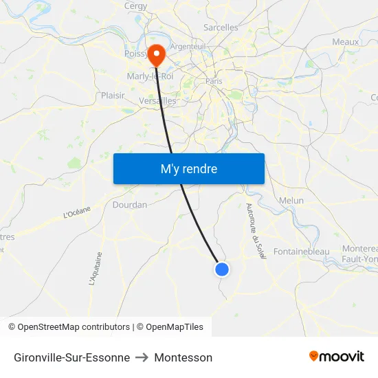 Gironville-Sur-Essonne to Montesson map