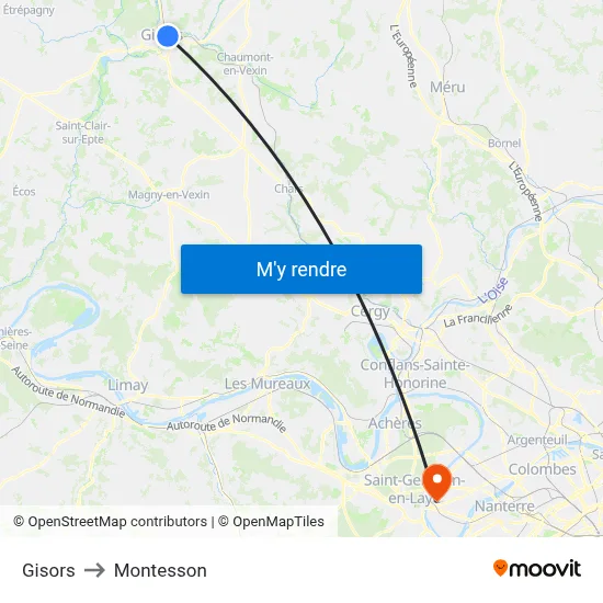 Gisors to Montesson map