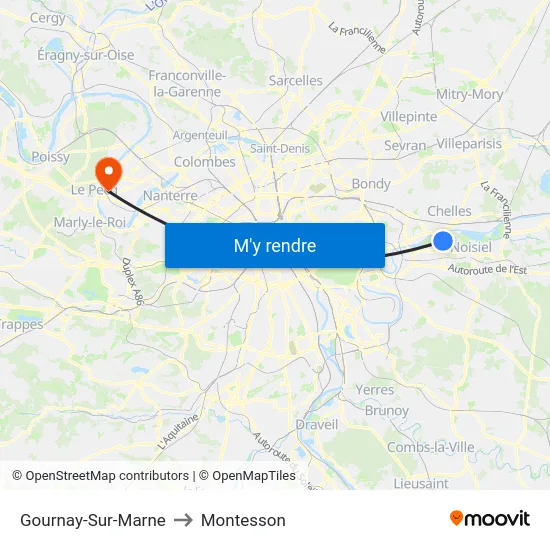 Gournay-Sur-Marne to Montesson map