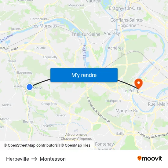 Herbeville to Montesson map