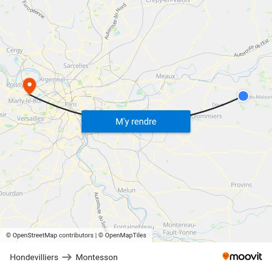 Hondevilliers to Montesson map