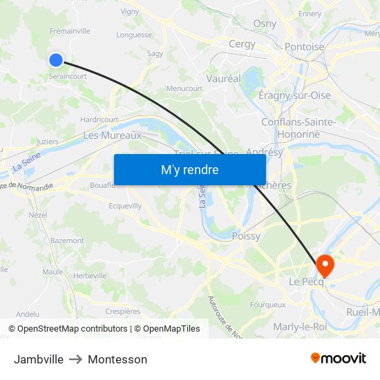 Jambville to Montesson map