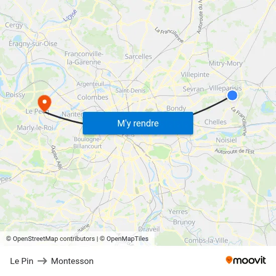 Le Pin to Montesson map
