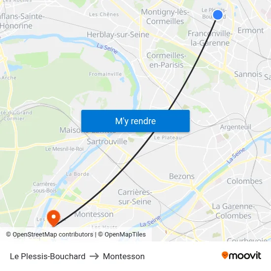 Le Plessis-Bouchard to Montesson map