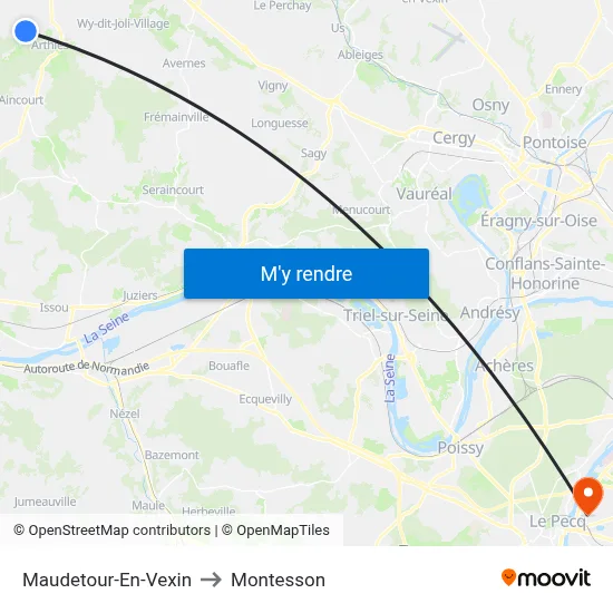 Maudetour-En-Vexin to Montesson map