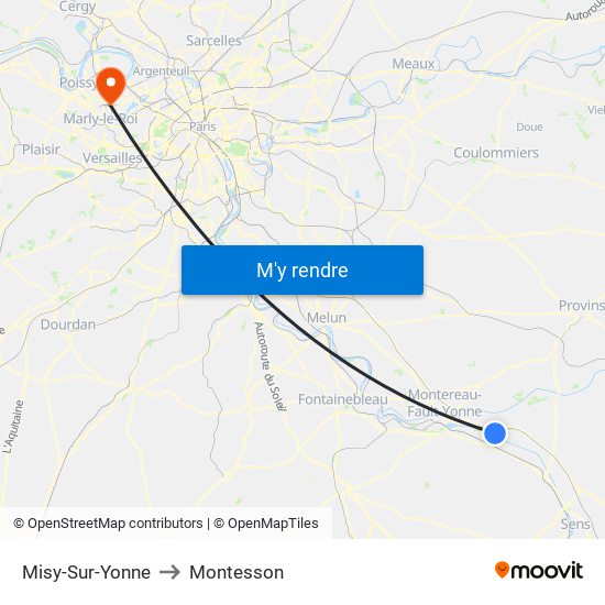 Misy-Sur-Yonne to Montesson map