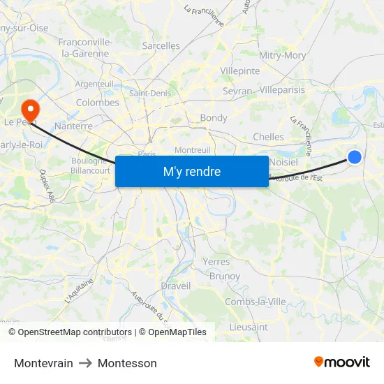 Montevrain to Montesson map