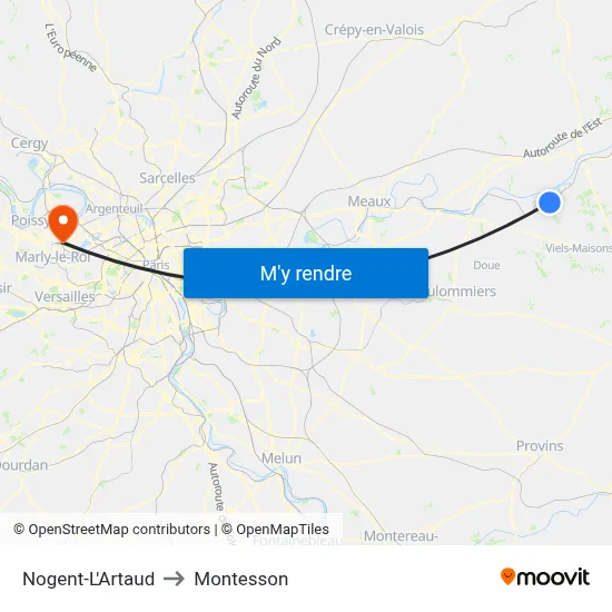 Nogent-L'Artaud to Montesson map