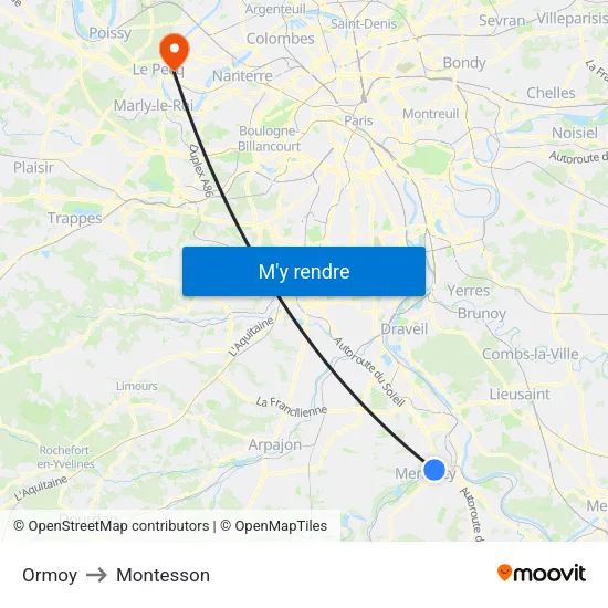 Ormoy to Montesson map