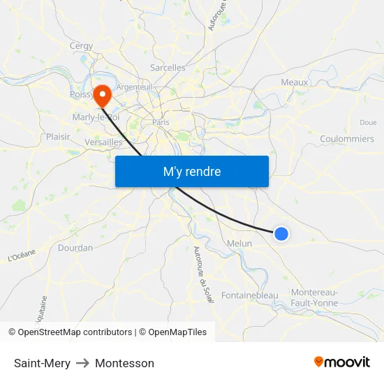 Saint-Mery to Montesson map
