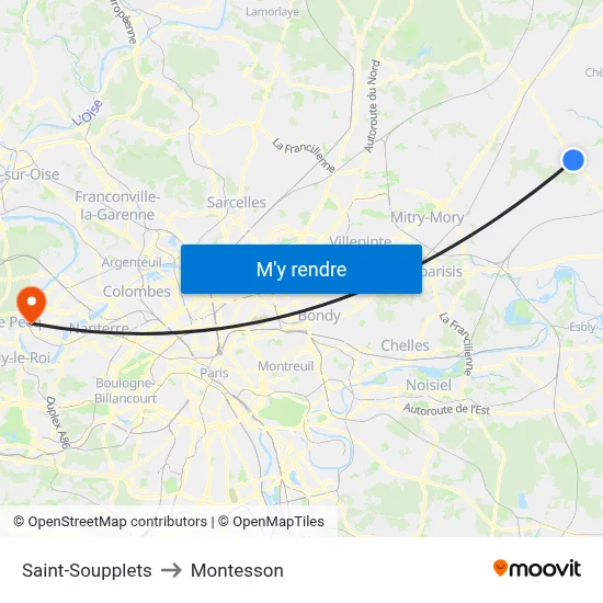 Saint-Soupplets to Montesson map