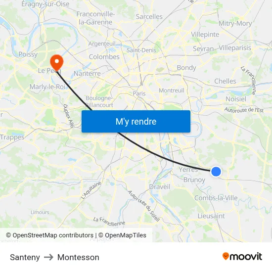 Santeny to Montesson map