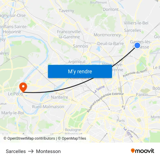 Sarcelles to Montesson map