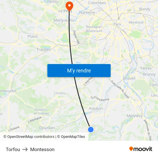 Torfou to Montesson map