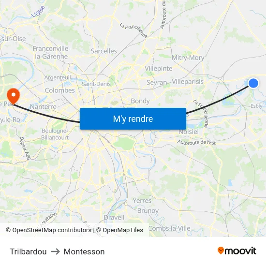 Trilbardou to Montesson map