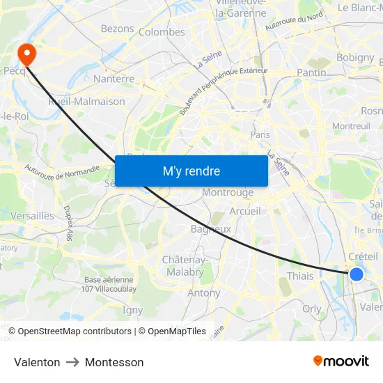 Valenton to Montesson map