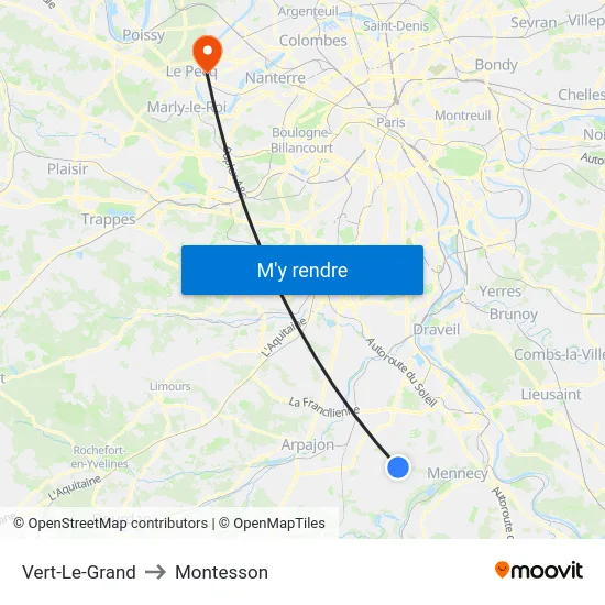 Vert-Le-Grand to Montesson map