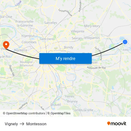 Vignely to Montesson map