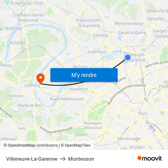 Villeneuve-La-Garenne to Montesson map