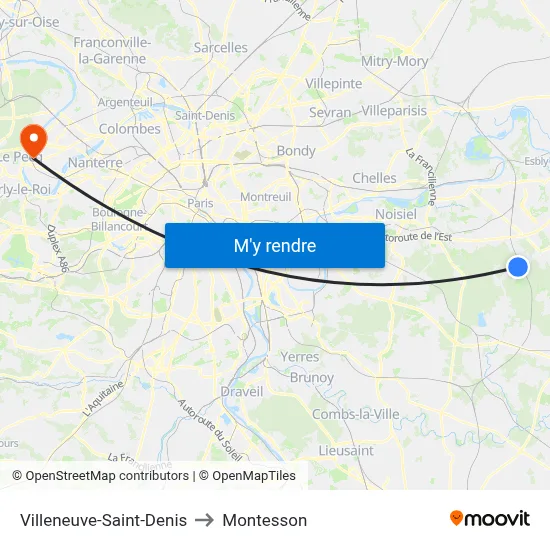 Villeneuve-Saint-Denis to Montesson map