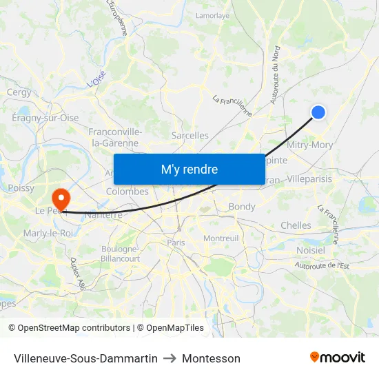 Villeneuve-Sous-Dammartin to Montesson map
