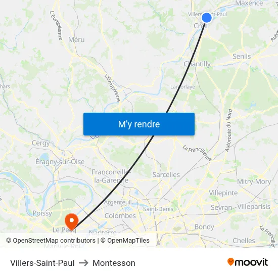 Villers-Saint-Paul to Montesson map