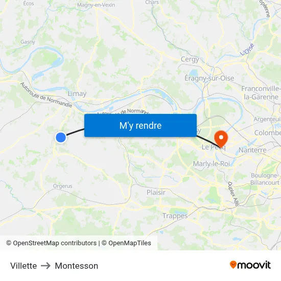 Villette to Montesson map