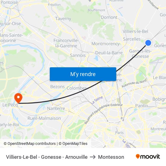 Villiers-Le-Bel - Gonesse - Arnouville to Montesson map