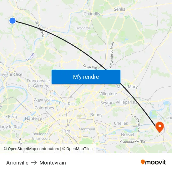 Arronville to Montevrain map
