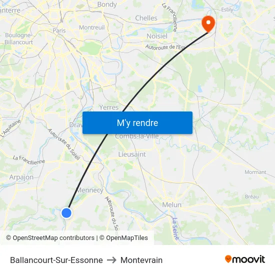 Ballancourt-Sur-Essonne to Montevrain map