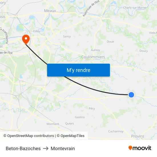 Beton-Bazoches to Montevrain map