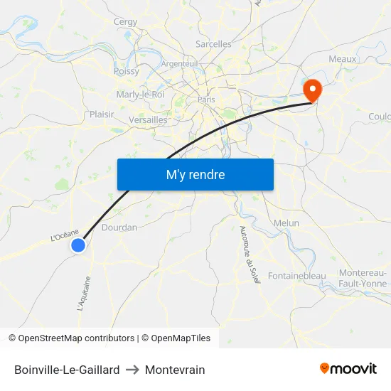 Boinville-Le-Gaillard to Montevrain map