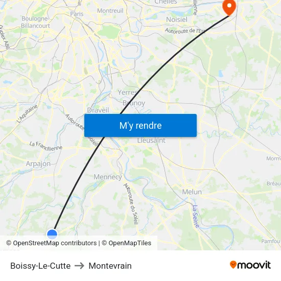 Boissy-Le-Cutte to Montevrain map