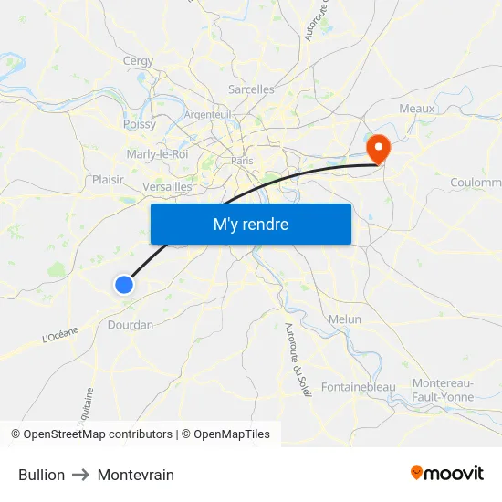 Bullion to Montevrain map