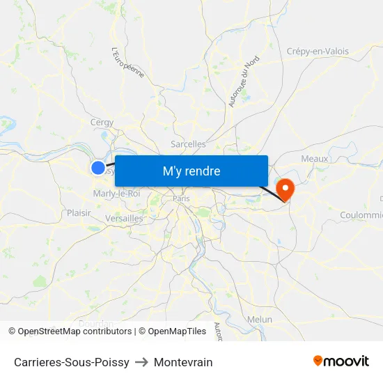 Carrieres-Sous-Poissy to Montevrain map