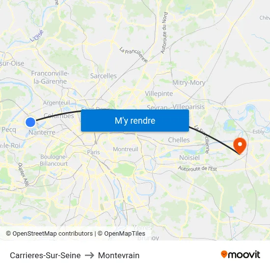 Carrieres-Sur-Seine to Montevrain map