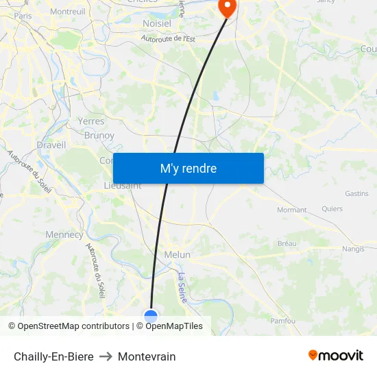 Chailly-En-Biere to Montevrain map