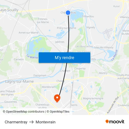 Charmentray to Montevrain map
