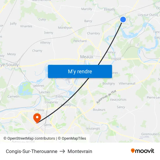 Congis-Sur-Therouanne to Montevrain map