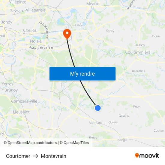 Courtomer to Montevrain map