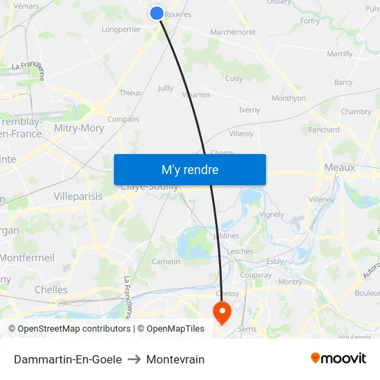 Dammartin-En-Goele to Montevrain map