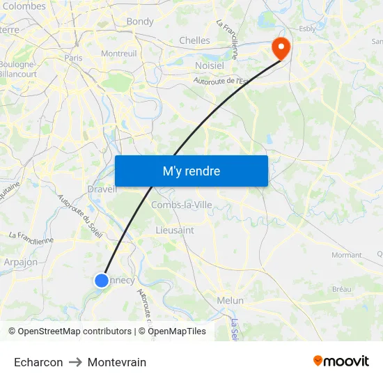Echarcon to Montevrain map