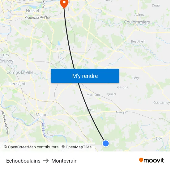 Echouboulains to Montevrain map