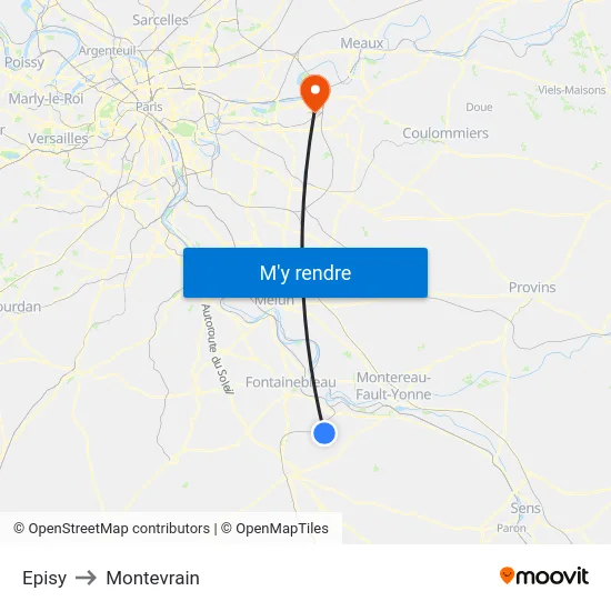 Episy to Montevrain map