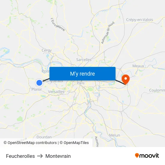 Feucherolles to Montevrain map