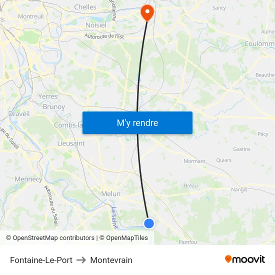Fontaine-Le-Port to Montevrain map