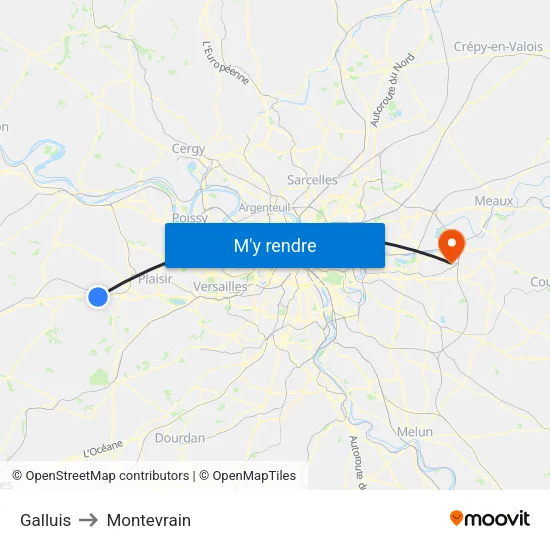 Galluis to Montevrain map